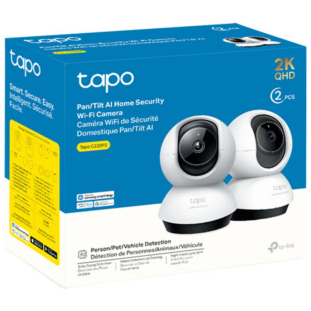 TP-Link Tapo AI Semi-Wireless Indoor 2K QHD Security Camera - 2-Pack - White