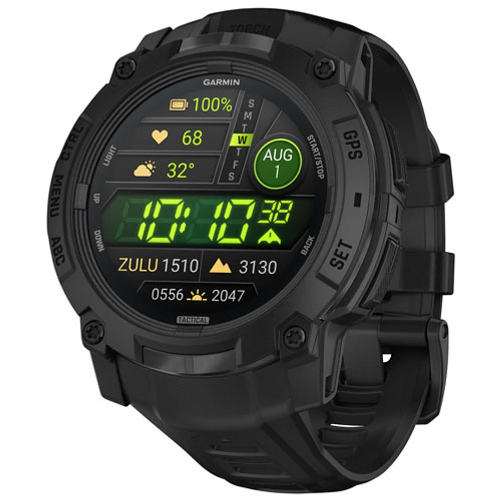 Montre intelligente multisport Bluetooth de 45 mm à écran AMOLED Instinct 3 édition Tactical de Garmin - Noir