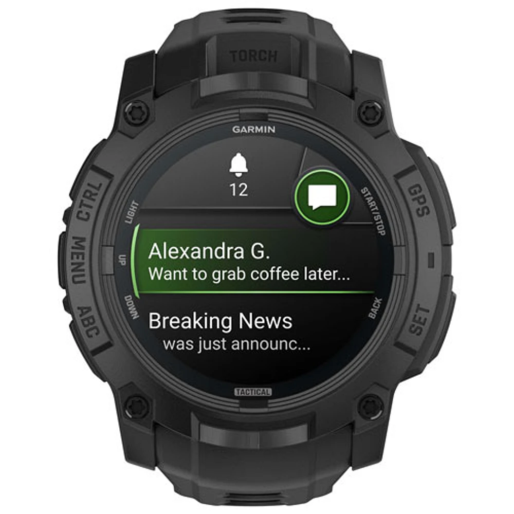 Montre intelligente multisport Bluetooth de 45 mm à écran AMOLED Instinct 3 édition Tactical de Garmin - Noir
