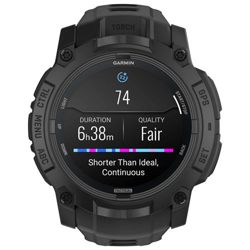 Montre intelligente multisport Bluetooth de 45 mm à écran AMOLED Instinct 3 édition Tactical de Garmin - Noir