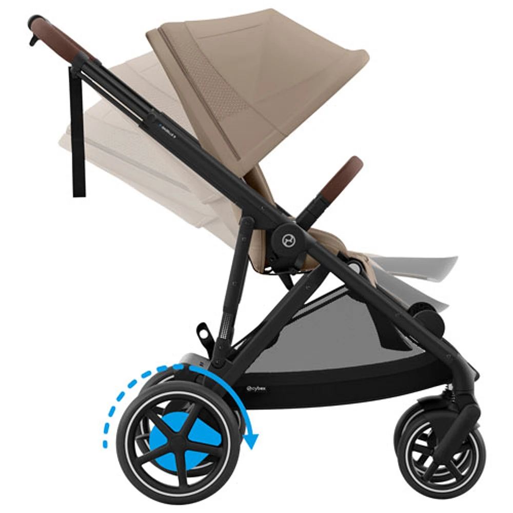 Cybex e-Gazelle S Convertible Full-Size Stroller - Almond Beige/Black