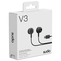 Sudio Audio V3 In-Ear Essential Wired Earbuds - Black