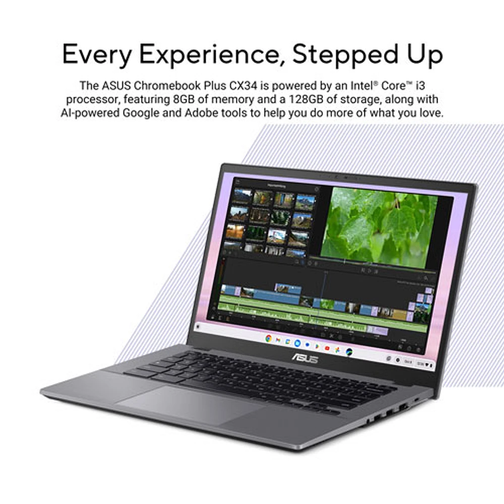 ASUS CX34 Chromebook Plus 14" Touchscreen Chromebook - Rocky Grey (Intel Core i3-1315U/128G UFS/8GB RAM/ChromeOS)