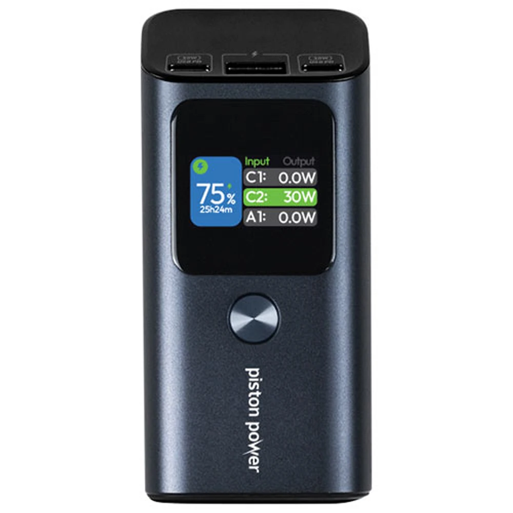 Chargeur portable USB-A/USB-C PD 30 W de 10 000 mAh Piston Power Pro de LOGiiX - Bleu