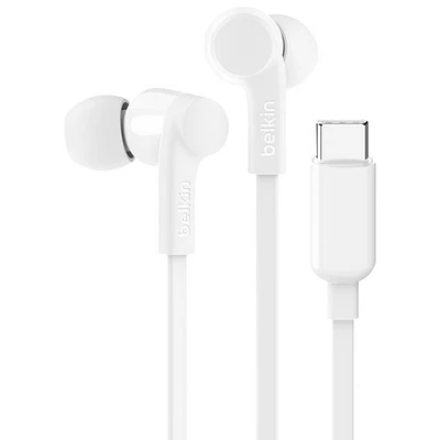Écouteurs boutons SoundForm de Belkin avec connecteur USB-C - Blanc