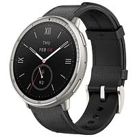 Amazfit Active 2 44mm Smartwatch with Leather Band & Heart Rate Monitor - Black