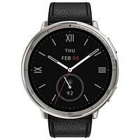 Amazfit Active 2 44mm Smartwatch with Leather Band & Heart Rate Monitor - Black