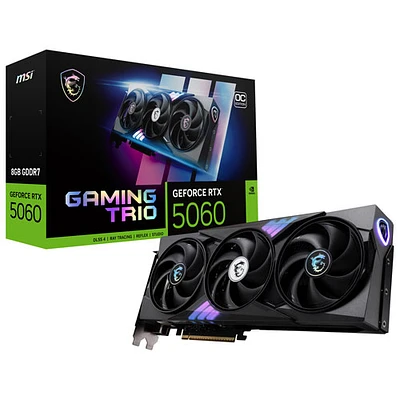 Carte graphique GeForce RTX 5060 Gaming Trio OC PLUS 8 Go GDDR7 de MSI