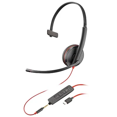 HP Blackwire 3215 Monaural USB-C Headset with Microphone - Black