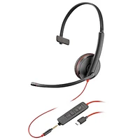HP Blackwire 3215 Monaural USB-C Headset with Microphone - Black