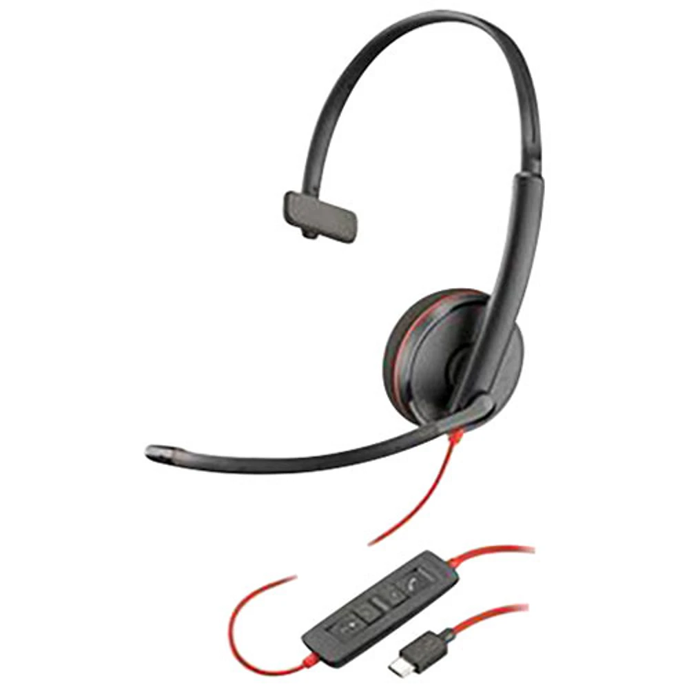 Casque d'écoute à suppression du bruit Poly Blackwire 3200 de HP - Noir
