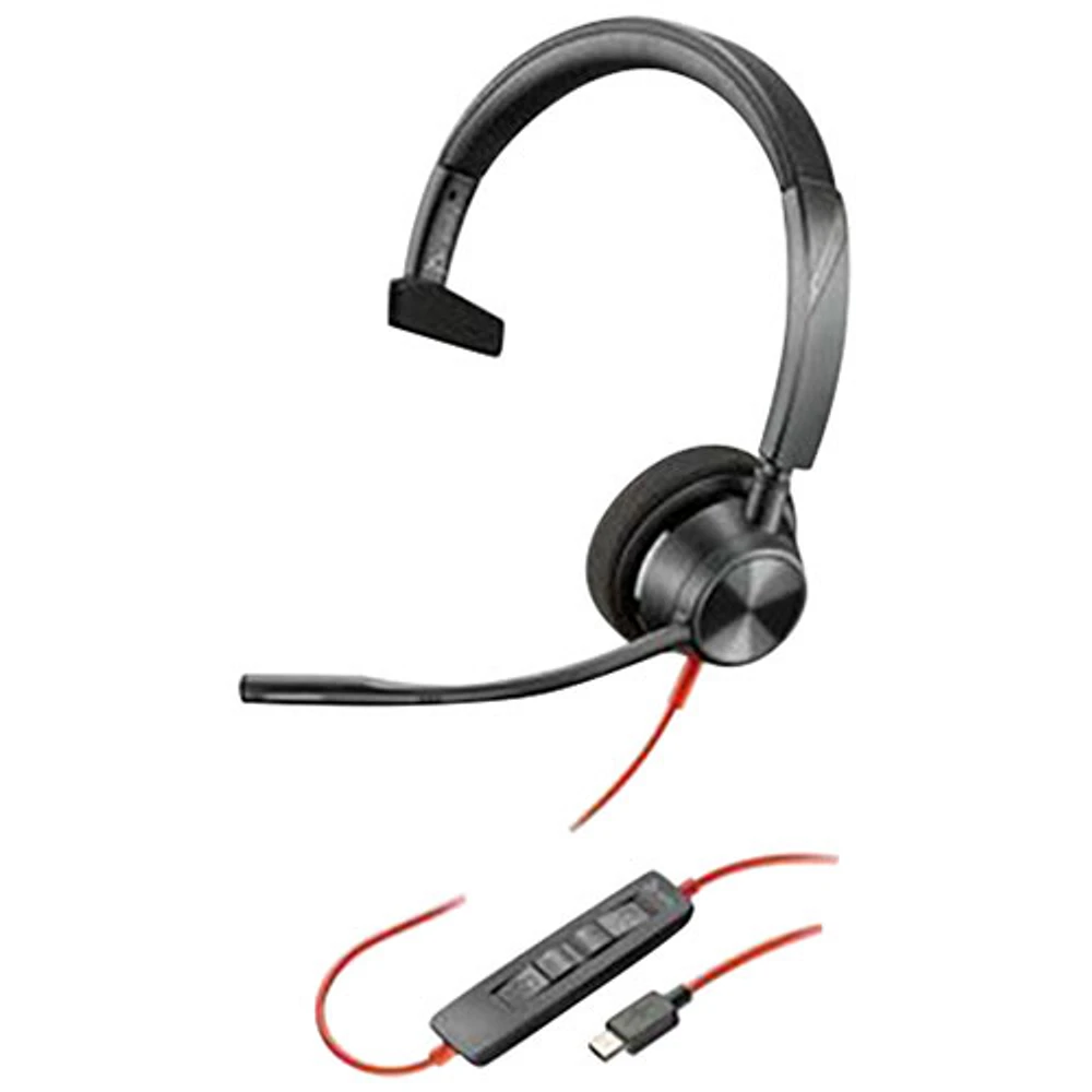 Casque d'écoute à suppression du bruit Poly Blackwire 3200 de HP - Noir
