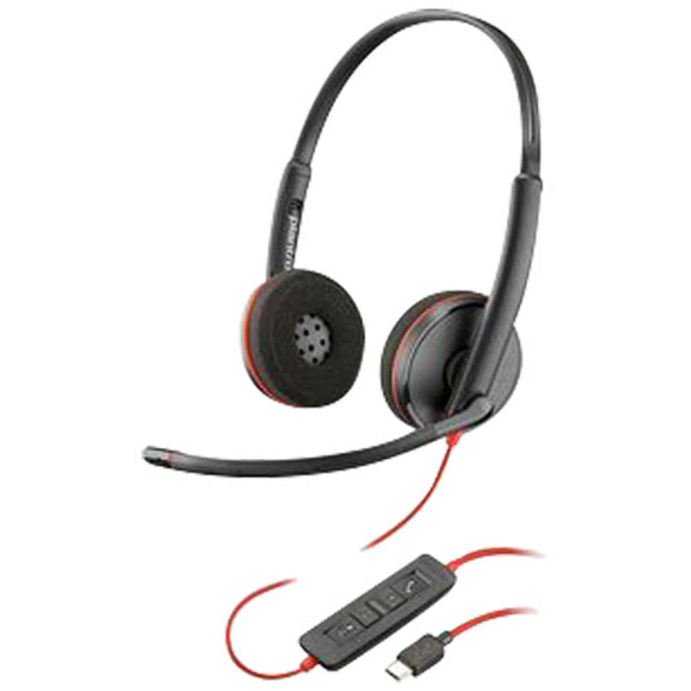 HP Blackwire 3200 On-Ear Noise Cancelling Wired Headset - Black