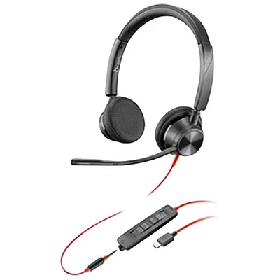 Casque d'écoute à suppression du bruit Poly Blackwire 3300 de HP - Noir