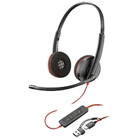 HP Blackwire 3200 On-Ear Noise Cancelling Wired Headset - Black