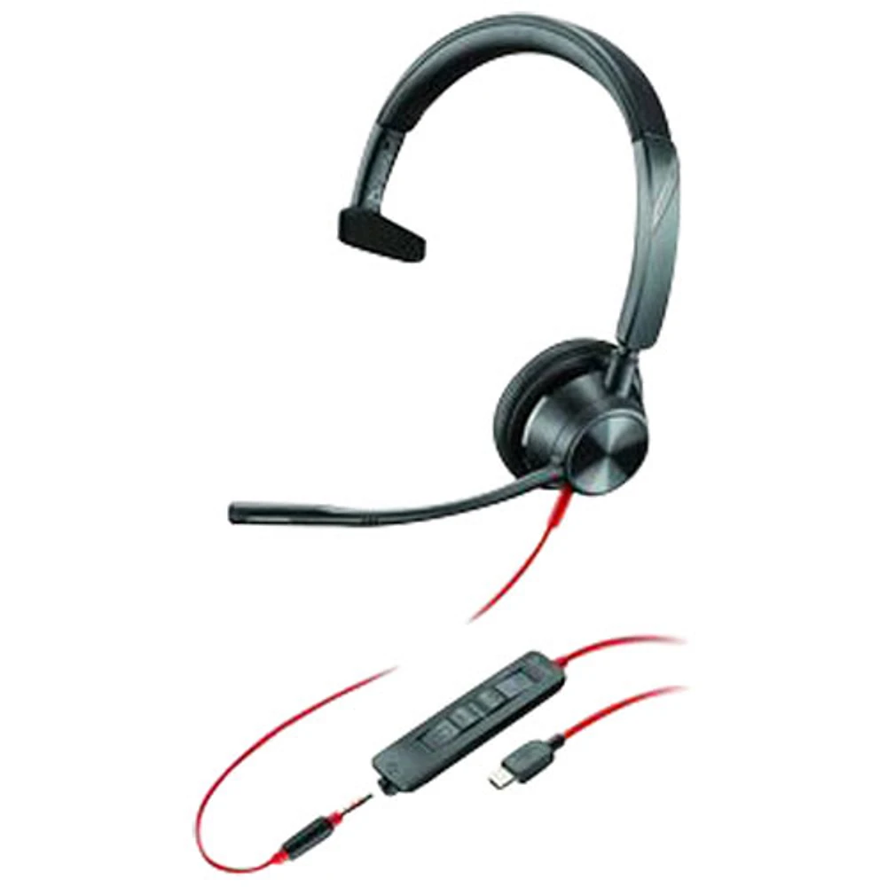 HP Blackwire 3300 On-Ear Noise Cancelling Wired Headset - Black