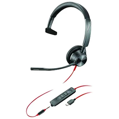 HP Blackwire 3300 On-Ear Noise Cancelling Wired Headset - Black