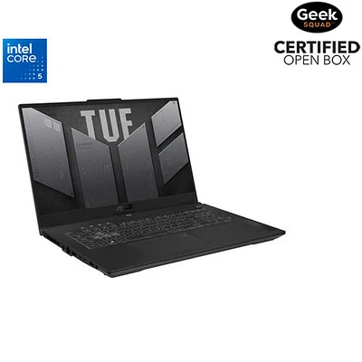 Boîte ouverte - Portable de jeu de 17,3 po TUF Gaming F17 d'ASUS avec processeur Core 5 210H d'Intel/mémoire vive de 16 Go/disque SSD de 1 To/carte graphique RTX 4050