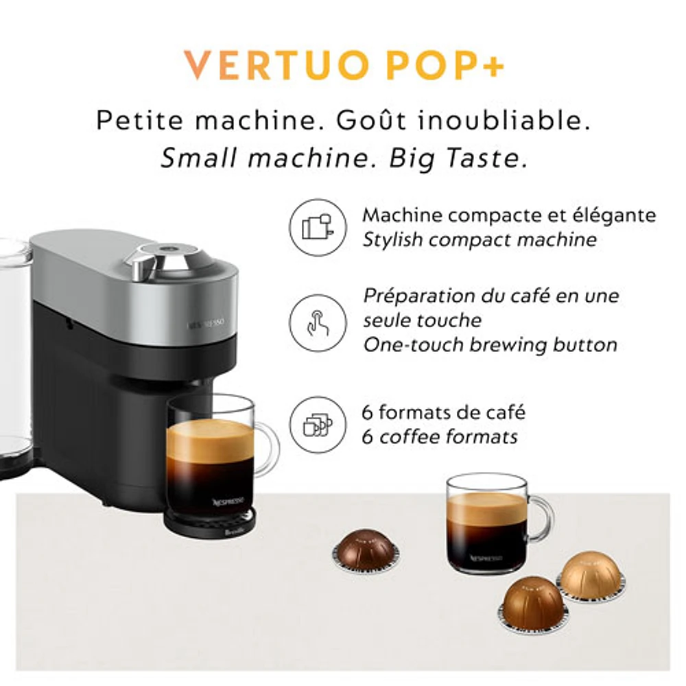 Machine à café/espresso Vertuo Pop+ Deluxe de Nespresso par De'Longhi - Titane