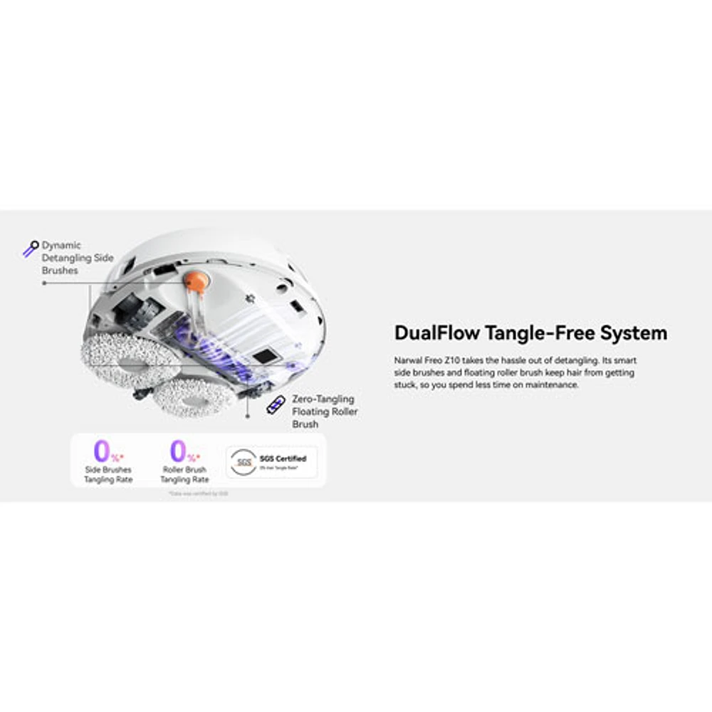 Narwal Freo Z10 Wi-Fi Connected Robot Vacuum & Mop Bundle with Mop Bonus Pack - White