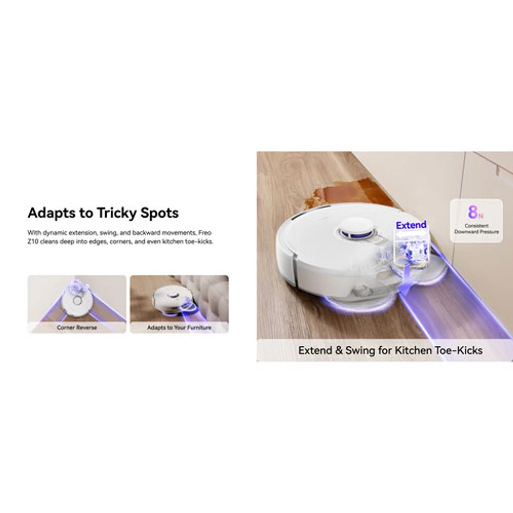Narwal Freo Z10 Wi-Fi Connected Robot Vacuum & Mop Bundle with Mop Bonus Pack - White