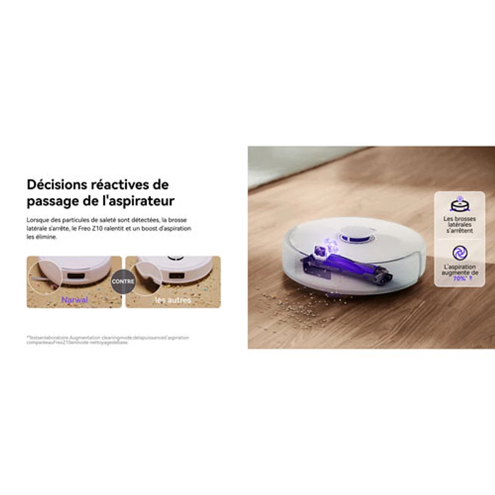 Narwal Freo Z10 Wi-Fi Connected Robot Vacuum & Mop Bundle with Mop Bonus Pack - White
