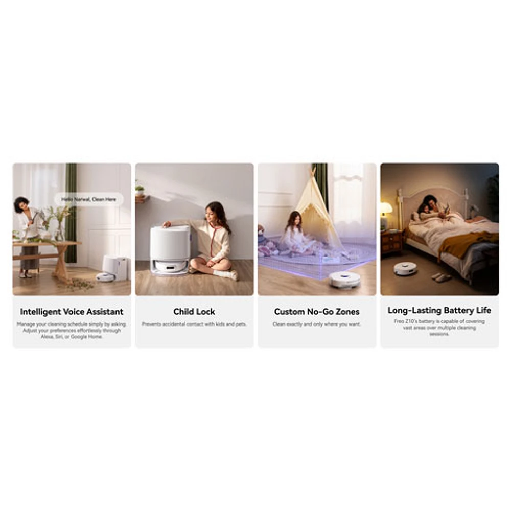 Narwal Freo Z10 Wi-Fi Connected Robot Vacuum & Mop Bundle with Mop Bonus Pack - White