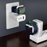 Chargeur mural à 3 ports USB-C/USB-A/Apple Watch de 43 W SpeedBoost de HyperGear - Blanc