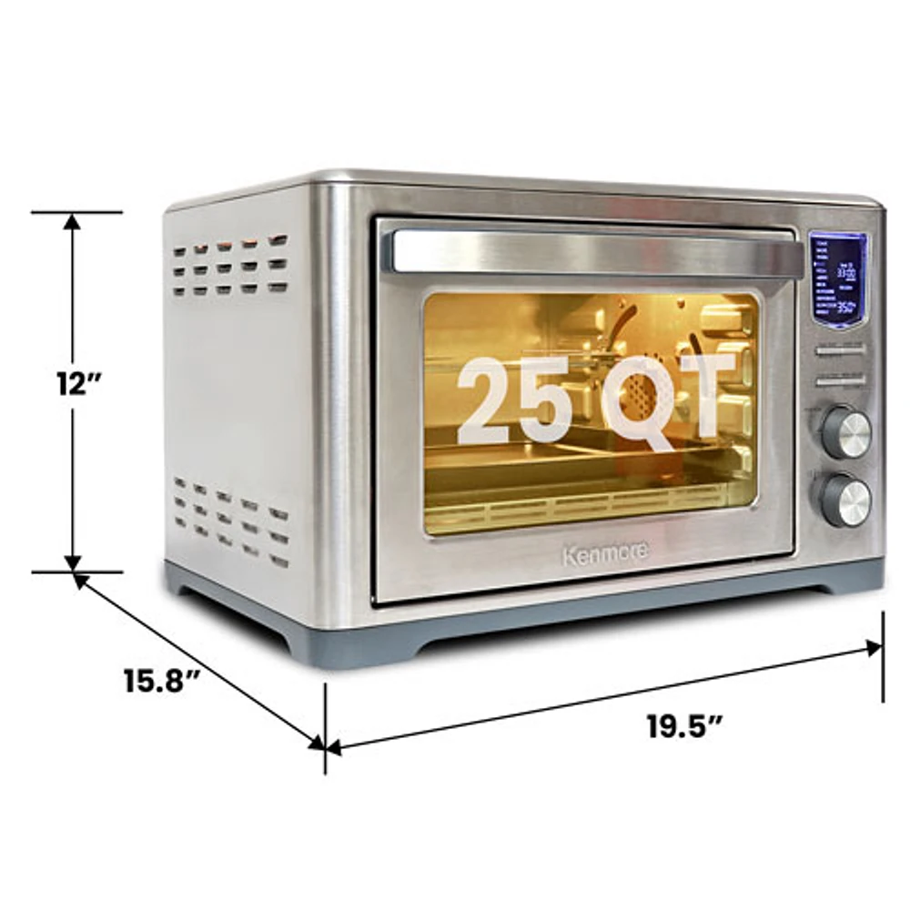 Kenmore Digital Air Fry Convection Toaster Oven with Rotisserie - 0.83 Cu. Ft./23.6L - Stainless Steel