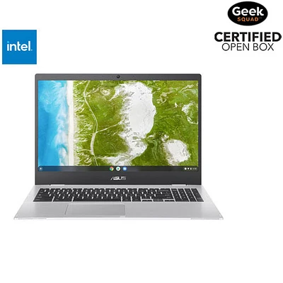 Boîte ouverte - Chromebook 15,6 po CX1500 d'ASUS - Argenté transparent (Celeron N4500 d'Intel/RAM 8 Go/SSD 128 Go/ChromeOS)