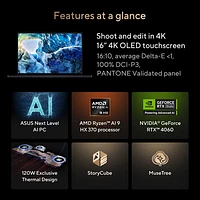 ASUS ProArt P16 16" 4K OLED Touchscreen Copilot+ PC Laptop (AMD Ryzen AI 9 HX 370/32GB RAM/1TB SSD/RTX 4060)
