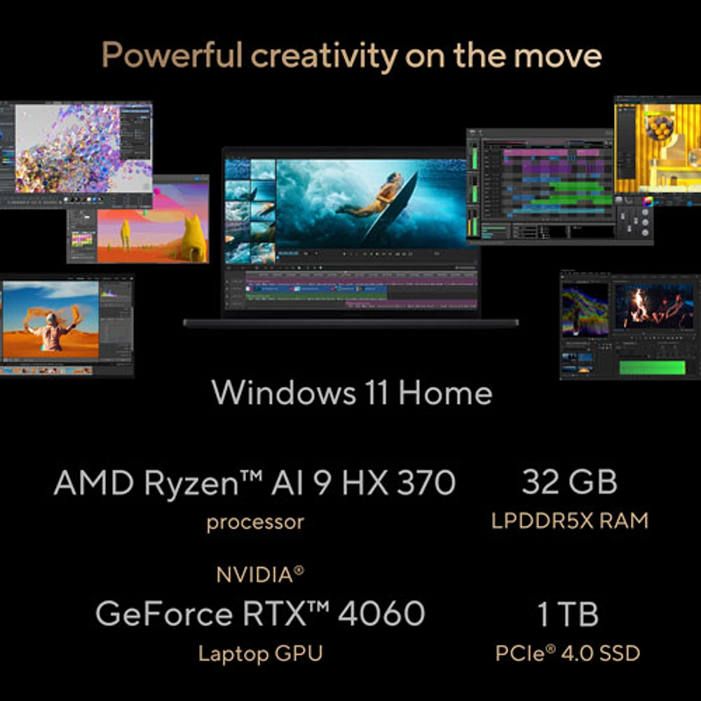 ASUS ProArt P16 16" 4K OLED Touchscreen Copilot+ PC Laptop (AMD Ryzen AI 9 HX 370/32GB RAM/1TB SSD/RTX 4060)