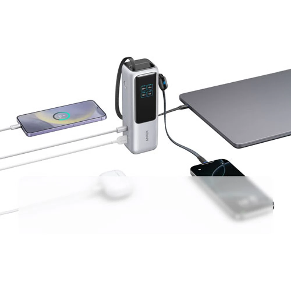 Anker Prime 25000 mAh 165W Multiport Power Bank with Smart Display - Silver