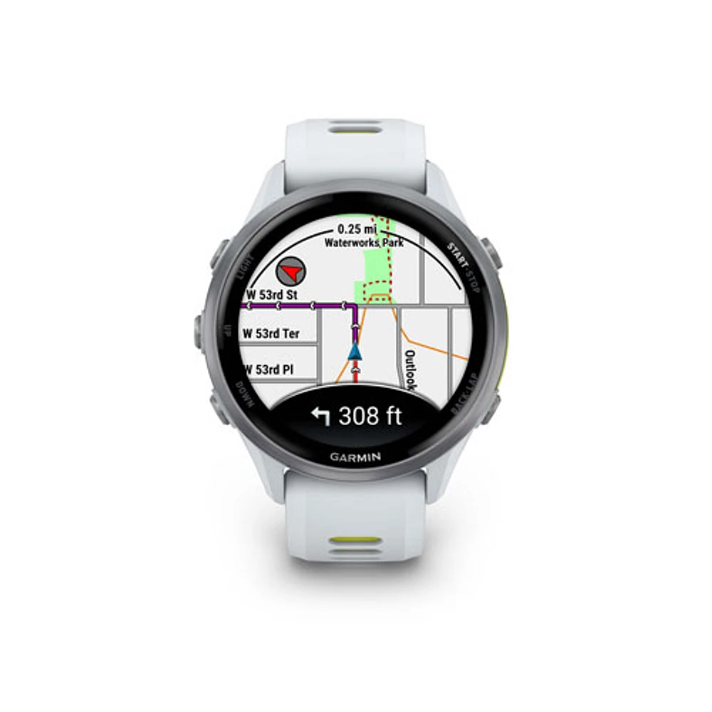 Garmin Forerunner 970 47mm Bluetooth Running Smartwatch - Whitestone/Translucent Amp Yellow