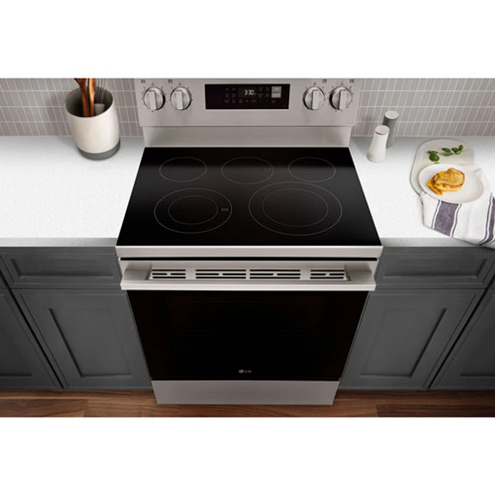 LG 30" 6.3 Cu. Ft. True Convection 5-Element Freestanding Electric Air Fry Range (LREN6323YE) - Stainless