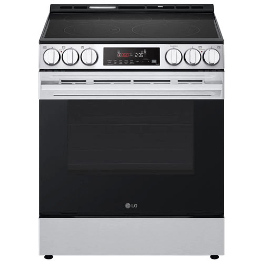 LG 30" 6.3 Cu. Ft. Fan Convection 5-Element Slide-In Electric Air Fry Range (LSEL6333XE) - Black Stainless Steel