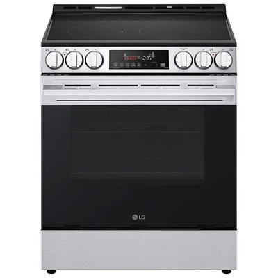 LG 30" 6.3 Cu. Ft. Fan Convection 5-Element Slide-In Electric Air Fry Range (LSEL6333XE) - Black Stainless Steel