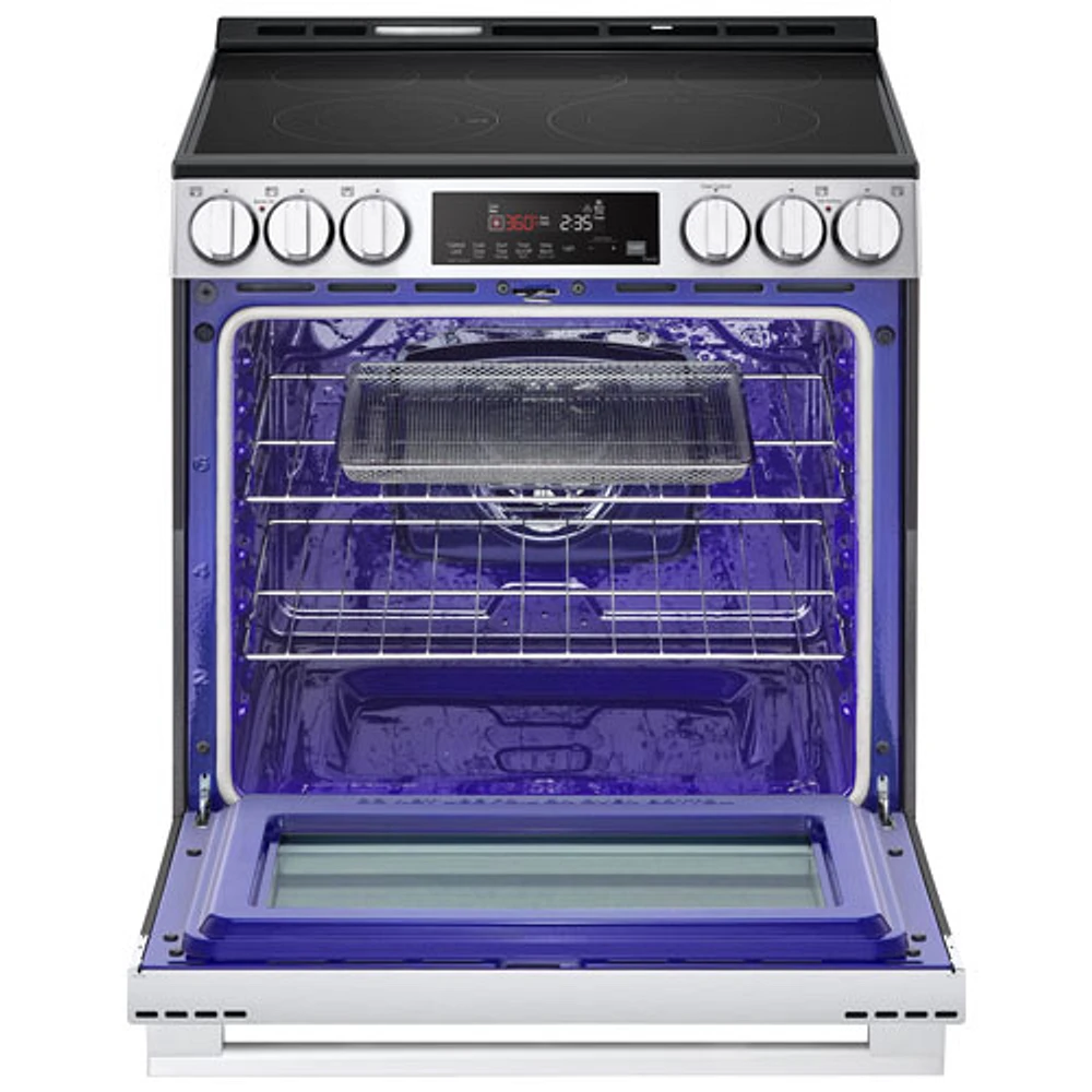 LG 30" 6.3 Cu. Ft. Fan Convection 5-Element Slide-In Electric Air Fry Range (LSEL6333XE) - Black Stainless Steel