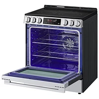 LG 30" 6.3 Cu. Ft. Fan Convection 5-Element Slide-In Electric Air Fry Range (LSEL6333XE) - Black Stainless Steel