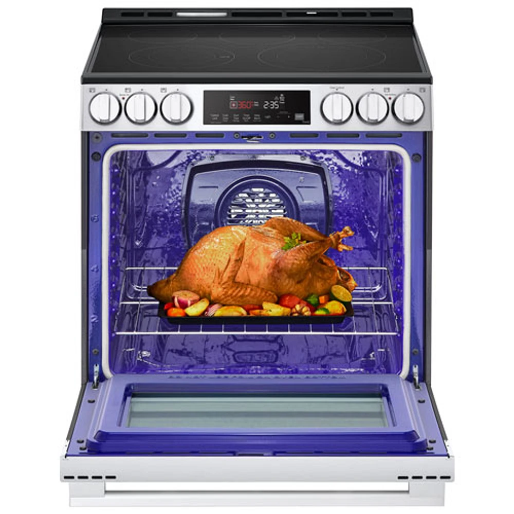 LG 30" 6.3 Cu. Ft. Fan Convection 5-Element Slide-In Electric Air Fry Range (LSEL6333XE) - Black Stainless Steel