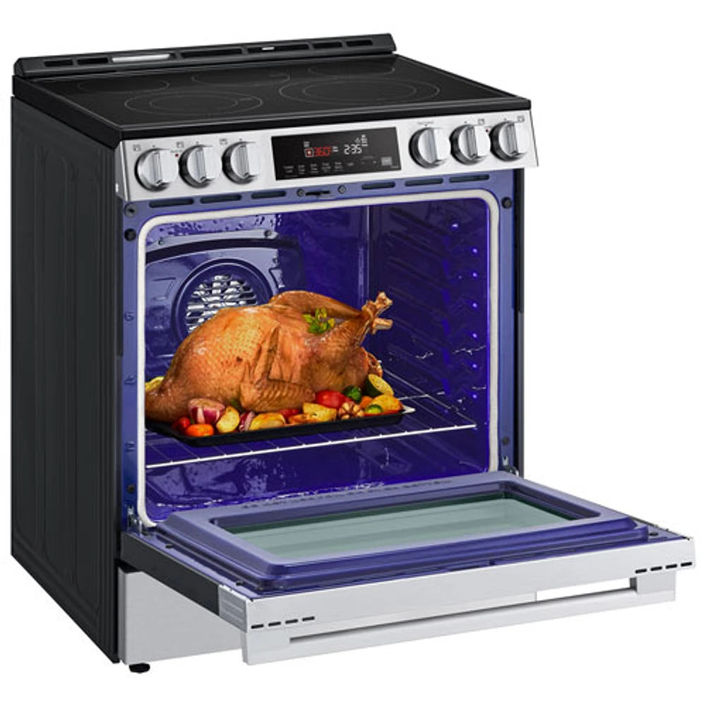 LG 30" 6.3 Cu. Ft. Fan Convection 5-Element Slide-In Electric Air Fry Range (LSEL6333XE) - Black Stainless Steel