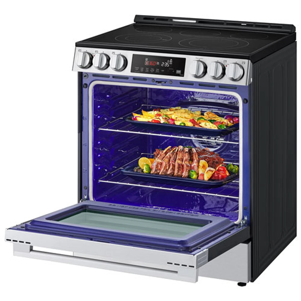 LG 30" 6.3 Cu. Ft. Fan Convection 5-Element Slide-In Electric Air Fry Range (LSEL6333XE) - Black Stainless Steel
