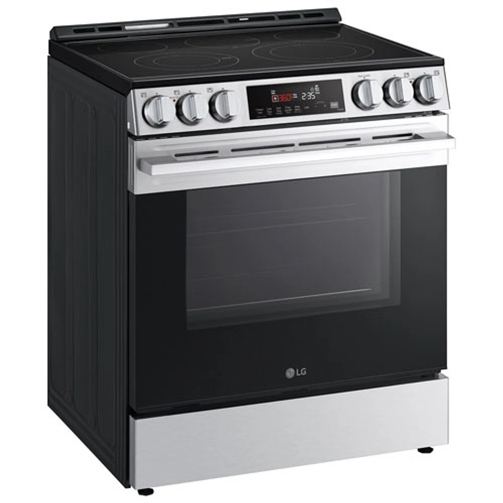 LG 30" 6.3 Cu. Ft. Fan Convection 5-Element Slide-In Electric Air Fry Range (LSEL6333XE) - Black Stainless Steel