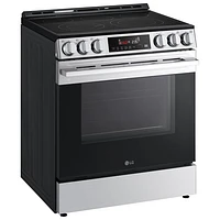 LG 30" 6.3 Cu. Ft. Fan Convection 5-Element Slide-In Electric Air Fry Range (LSEL6333XE) - Black Stainless Steel