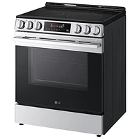 LG 30" 6.3 Cu. Ft. Fan Convection 5-Element Slide-In Electric Air Fry Range (LSEL6333XE) - Black Stainless Steel