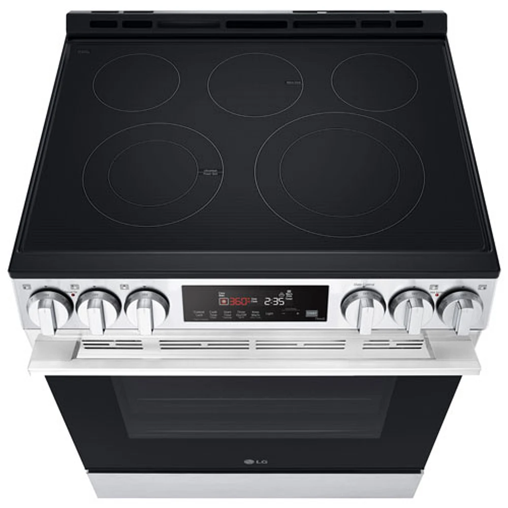 LG 30" 6.3 Cu. Ft. Fan Convection 5-Element Slide-In Electric Air Fry Range (LSEL6333XE) - Black Stainless Steel