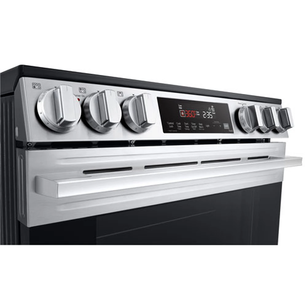 LG 30" 6.3 Cu. Ft. Fan Convection 5-Element Slide-In Electric Air Fry Range (LSEL6333XE) - Black Stainless Steel