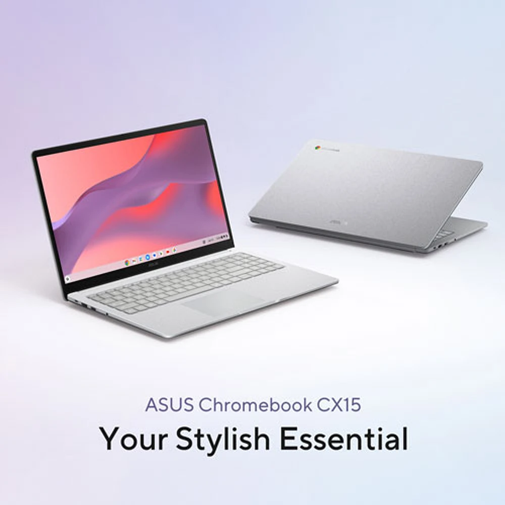 Chromebook de 15,6 po CX15 d'ASUS - Gris pur (Celeron N4500 Intel/RAM 8 Go/SSD 128 Go/ChromeOS)