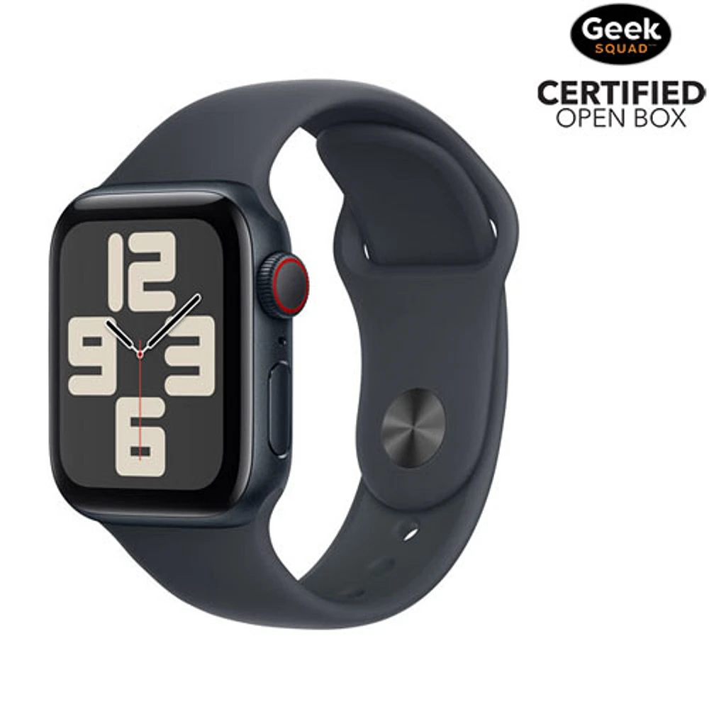 Open Box - Apple Watch SE (GPS + Cellular) 40mm Midnight Aluminum Case with Midnight Sport Band - Small/Medium