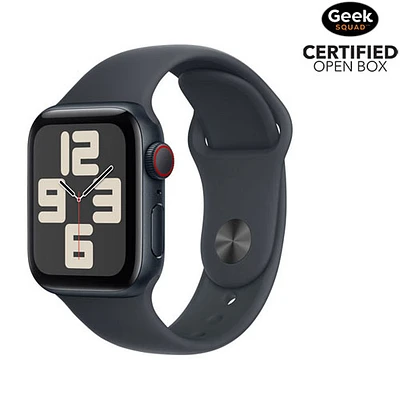 Open Box - Apple Watch SE (GPS + Cellular) 40mm Midnight Aluminum Case with Midnight Sport Band - Small/Medium
